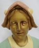 Antique Cast Iron Hand Painted Dutch Woman Lady Bust - Awesome Metalware photo 4