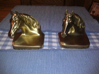 Pair Of Pw Craftsman Brass Horse Bookends Guc photo