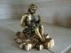 Antique Art Nouveau Bronze Child Flower Paperweight Figurine Brass Rose Statue Metalware photo 1