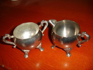 Vintage E.  P.  Brass Creamer & Sugar Bowl Hong Kong Made photo