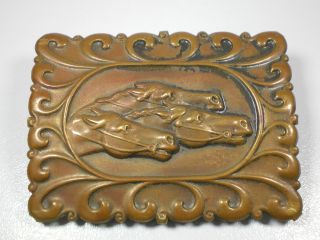 Vintage Hand Tooled Copper Horses Applique 2 - 1/2 
