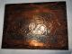 Vtg Picture Relief Plaque Embossed Copper Buffalo Hunter Horse Prairie Metalware photo 2