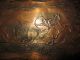 Vtg Picture Relief Plaque Embossed Copper Buffalo Hunter Horse Prairie Metalware photo 3