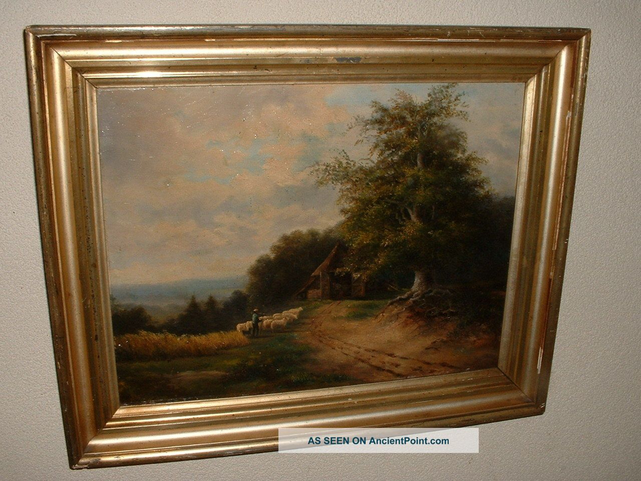 Very Old Oil Painting,  { + - 1780 Landscape With Sheep,  Is Finished Finely }. Other photo