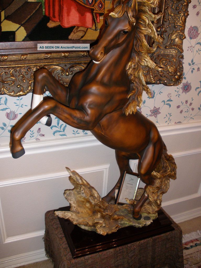 Antique Porcelain Capodimonte Stallion Figurines photo