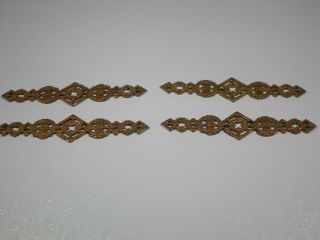 Group 4 Vintage Copper Metal Decorative Appliques Openwork Bars photo
