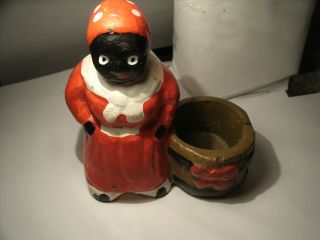 Vintage Metal Figurine Woman With Basket Really Heavy 4 It ' S Size Weighs 1.  2 Lbs photo