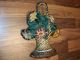 Doorstop Painted Flower Bouquet Wicker Basket Antique Cast Iron Old Hubley Metalware photo 1