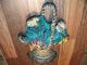 Doorstop Painted Flower Bouquet Wicker Basket Antique Cast Iron Old Hubley Metalware photo 7