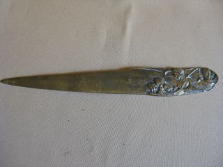 Antique Bronze / Brass Letter Opener Pharmacy French Paris Signed photo