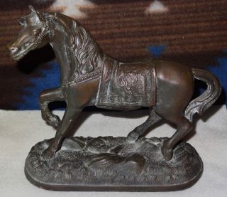 Antique Mid To Late 1800 ' S Bronze Copper Horse Statue photo