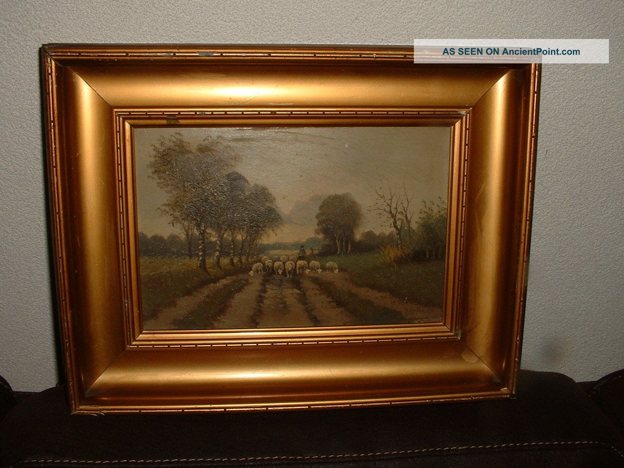 Old Oil Painting,  { Man With His Sheep,  Signed J.  De Herder,  Frame }. Other photo
