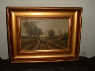 Old Oil Painting,  { Man With His Sheep,  Signed J.  De Herder,  Frame }. photo