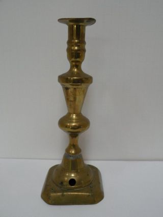 P561 Georgian Push Up Candlestick,  Brass,  Early 19th C. photo