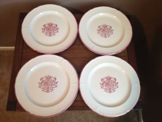 Set Of 4 Armorial Plates Niderviller France Collectable Old Rare Antique photo