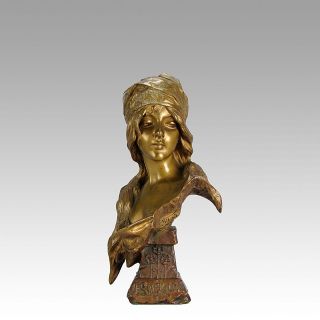Antique Art Nouveau Bronze Bust ' Esmerelda ' By E Villanis photo
