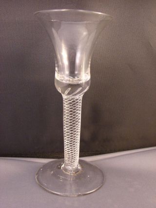 18th C Georgian English Blown Air Twist Wine Glass With Bell Bowl photo