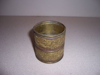 C.  1800s Antique Brass Cup W/ Embossed Oak Leaf Motif photo