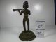 Antique Indian Bronze Figurine Man With Long Horn Gun Metalware photo 1