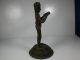 Antique Indian Bronze Figurine Man With Long Horn Gun Metalware photo 3