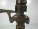 Antique Indian Bronze Figurine Man With Long Horn Gun Metalware photo 5