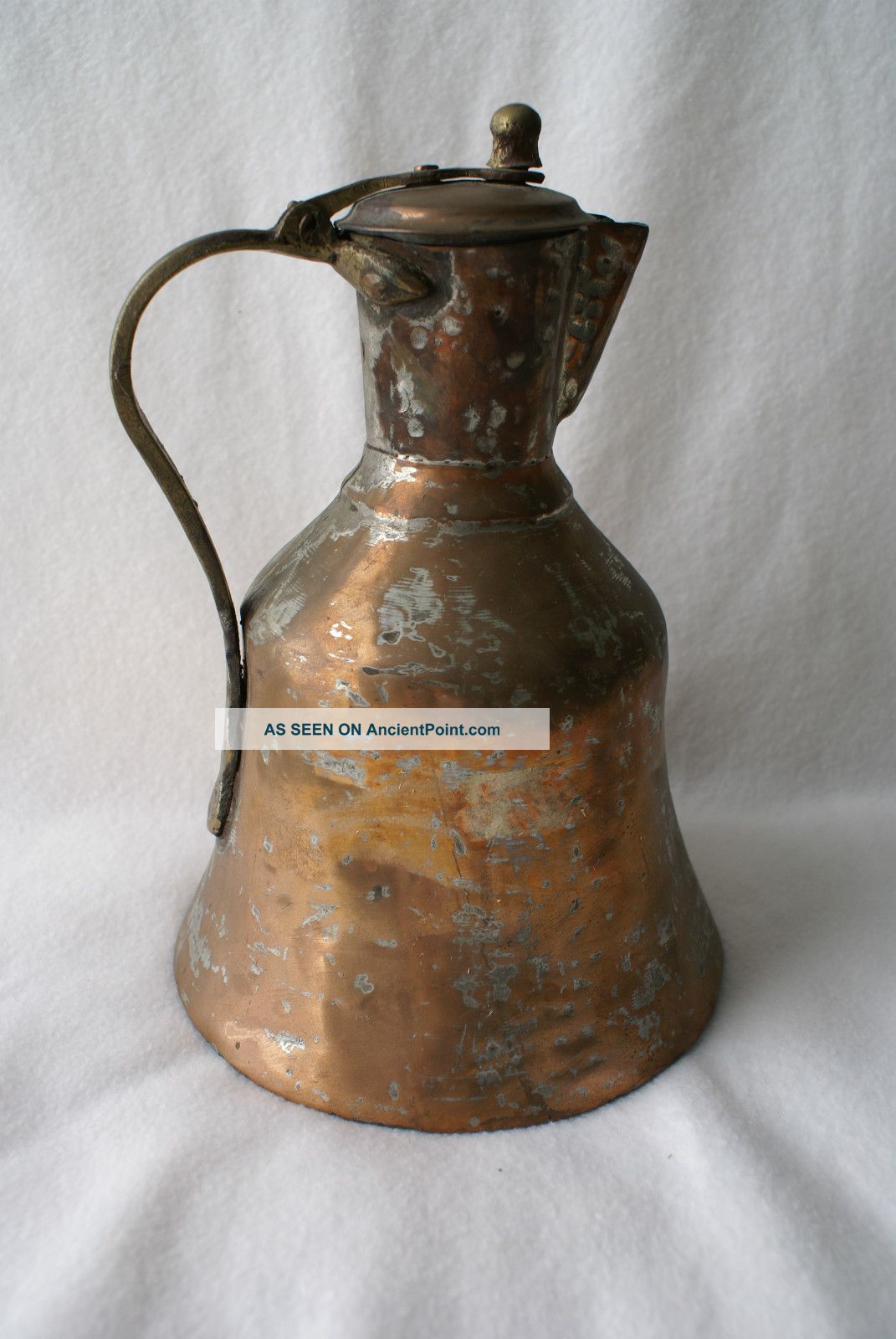 Hand Hammered 1880 ' S Copper/brass Coffee /tea Pot Middle East With Lid Metalware photo