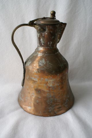 Hand Hammered 1880 ' S Copper/brass Coffee /tea Pot Middle East With Lid photo