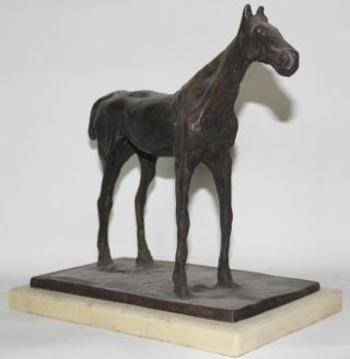 Bronze Horse Statue Signed By Edgar Degas. photo