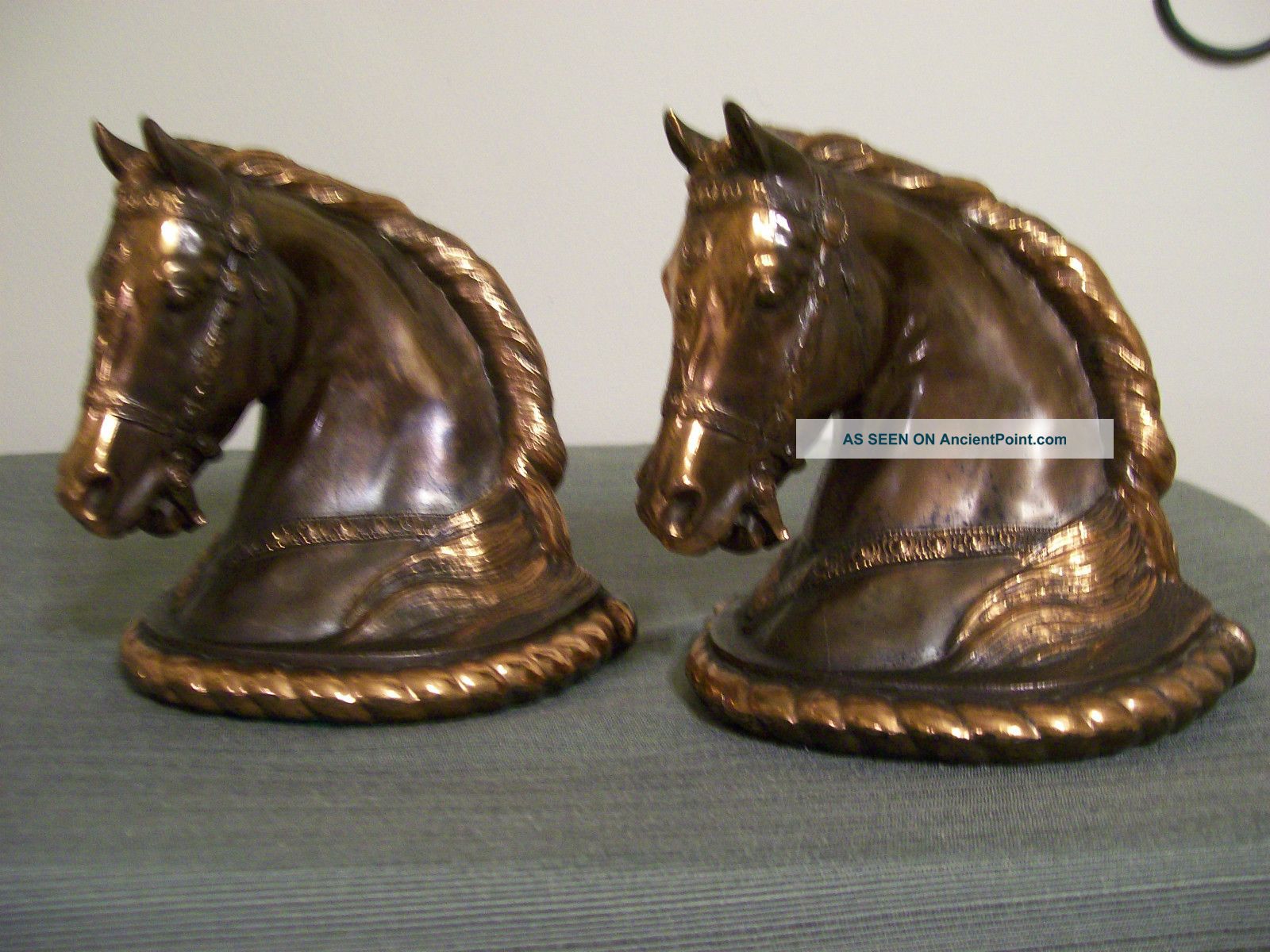 Antique Pair Western Parade Horse Dodge Bookends Gladys Brown Edwards C1946 Metalware photo