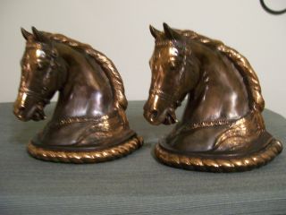 Antique Pair Western Parade Horse Dodge Bookends Gladys Brown Edwards C1946 photo