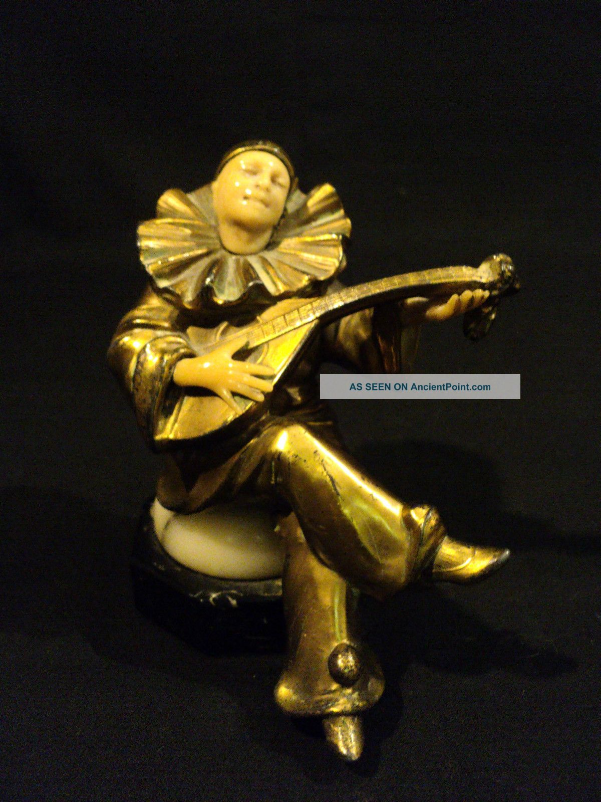 Wonderful French Art Nouveau Period Bronze Figure Of Peirrot (clown) Metalware photo