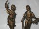 English Victorian Pr Metal Statuettes Figures Lady,  Man W Lions Metalware photo 3