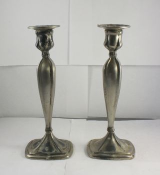Pair Of Silverplate Art Nouveau Candlesticks E & Jb Silver Plated Antique Or Vtg photo