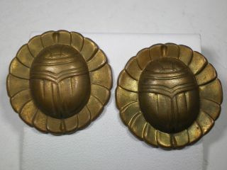 2 Decorative Light Metal Appliques Egyptian Scarabs photo