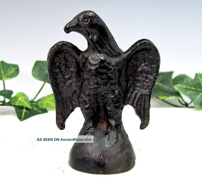 Antique Eagle Cast Iron Paperweight Miniature Figure Heavy Metalware photo