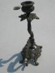 Antique Cast Iron Dragon Like Candlestick Holder Metal Lizard Snake Metalware photo 3