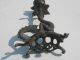 Antique Cast Iron Dragon Like Candlestick Holder Metal Lizard Snake Metalware photo 4