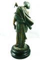 Antique French Painted Bronze Figural Statue Wood Base Metalware photo 9