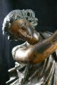 Antique French Painted Bronze Figural Statue Wood Base Metalware photo 10