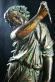 Antique French Painted Bronze Figural Statue Wood Base Metalware photo 2