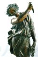 Antique French Painted Bronze Figural Statue Wood Base Metalware photo 3