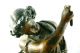 Antique French Painted Bronze Figural Statue Wood Base Metalware photo 5