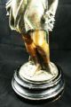Antique French Painted Bronze Figural Statue Wood Base Metalware photo 6