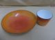 Austria Handpainted Enamel Maichberger Vienna Orange And White Bowl & Cup Metalware photo 1