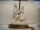 Antique Early 1920 ' S - 1940 ' S Porcelain & Brass Figurine Pair Of Lamps Lamps photo 2
