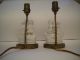 Antique Early 1920 ' S - 1940 ' S Porcelain & Brass Figurine Pair Of Lamps Lamps photo 4