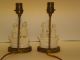 Antique Early 1920 ' S - 1940 ' S Porcelain & Brass Figurine Pair Of Lamps Lamps photo 5