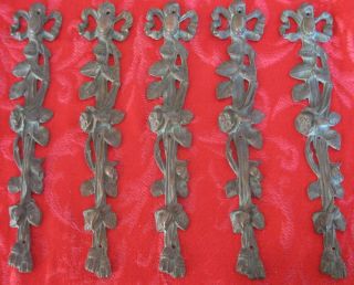 2 P E Guerin Antique Ornamental Swag Adornment Furniture Applique Rose & Bow photo