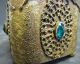 E.  & J.  B.  Empire Art Gold Trinket Box With Green Stones Metalware photo 3