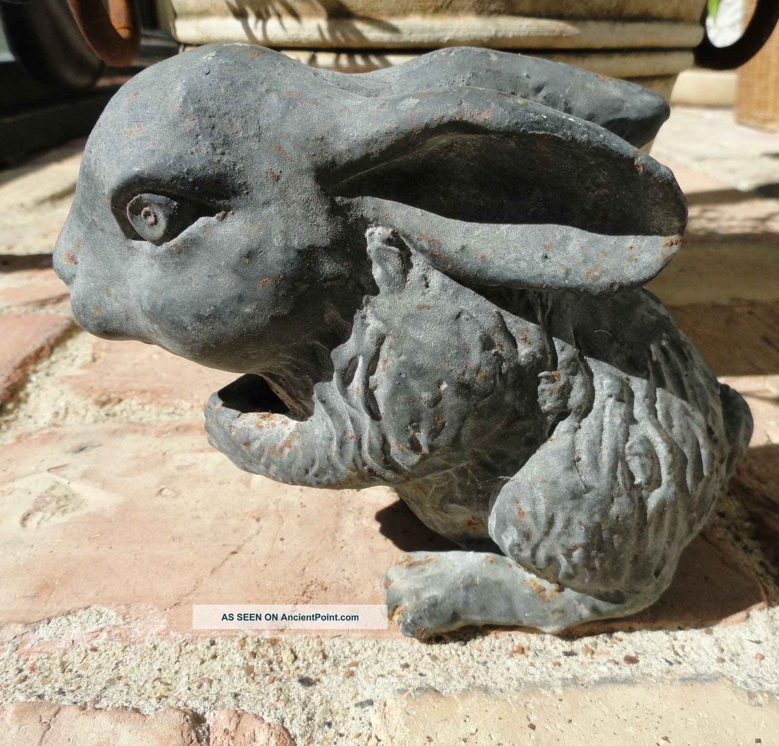 Antique Heavy Metal Rabbit 1900 ' S Lead Zinc Cast Iron Sculpture Figure Figurine Metalware photo